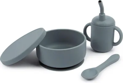 Produktbild von 4pc Passatwinde Baby Silikon Saugen Fütterung Set - Kinder Kleinkind Bleiben Sie Dran Entwöhnung Essen Abendgericht mit Abschnitten - Von Tiny Dining
