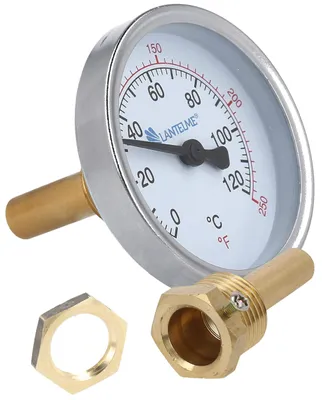 Productafbeelding van Rookthermometer met analoge weergave en messing bevestigingsmoer
