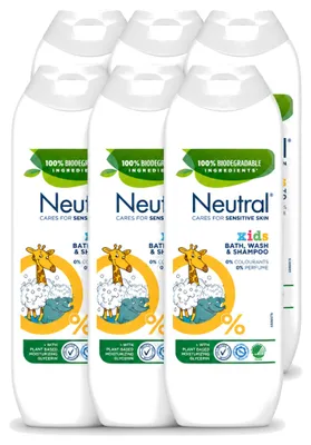 Produktbild von 6 x Neutral Kids 3-in-1 Duschgel, Badeschaum und Shampoo, 250 ml - Vorteilspackung - 6 Stücke