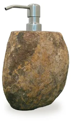 Image de Distributeur de savon GALEO en pierre de rivière - Accessoire salle de bain