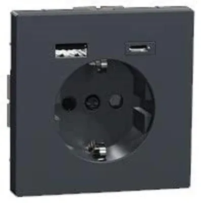 Productafbeelding van MERTEN ME MEG2367-6034 - Geaarde stekkerdoos met USB-lader, antraciet, systeemmodel
