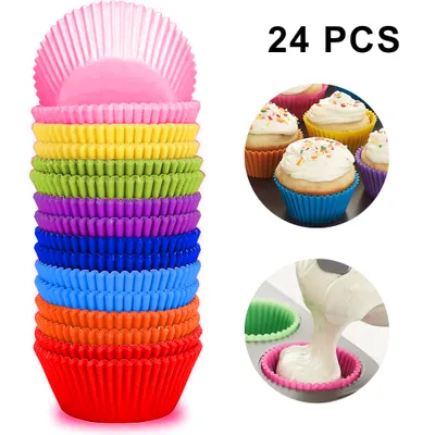Produktbild von Große wiederverwendbare Muffinform aus hochwertigem Silikon Set aus 24 umweltfreundlichen Muffinförmchen Cupcake Backförmchen Muffinform Muffinblech