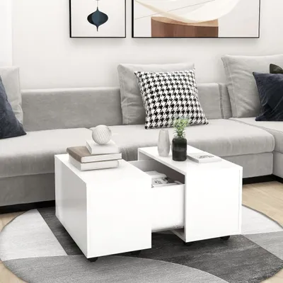 Obrázok produktu pre vidaXL Konferenčný stolík biely 60x60x38 cm materiál na báze dreva - Konferenčný stolík - Konferenčné stolíky - Stôl do obývačky - Stoly do obývačky