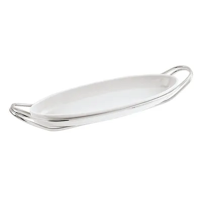 Produktbild von Sambonet New Living Versilbert/Porzellan Fischplatte 65x25 S0141-S00051-S2081-55403L65