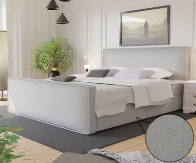 Produktbild von Boxspringbett Schlafzimmerbett CELES 180x200cm Stoff Brooklyn Silbergrau Hell