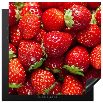 Obrázok produktu pre KitchenYeah® Kryt varnej dosky jahody - červený - ovocie - ovocie, 78x78cm, kuchynská dekorácia, keramický kryt varnej dosky, krycia doska na varnú dosku