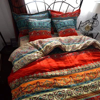 Produktbild von Bohemian Bettbezug King Size 240x220 cm - Etnisches Design mit Kissenbezügen