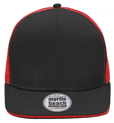 Produktbild von Myrtle Beach - "Pro" Kappe 6 Segmente LT1167 (Einheitsgröße) (Schwarz/Rot)