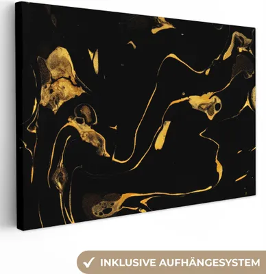 Produktbild von OneMillionCanvasses® - Leinwandbilder - 150x100 cm, Muster - Gold - Schwarz, Wandbilder Kunstdruck Wanddekoration