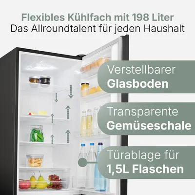Produktbild von Bomann Kühlschrank mit Gefrierfach | | 180cm | Kühl Gefrierkombination leise | Türanschlag wechselbar | 269L | KG 184.1 schwarz
