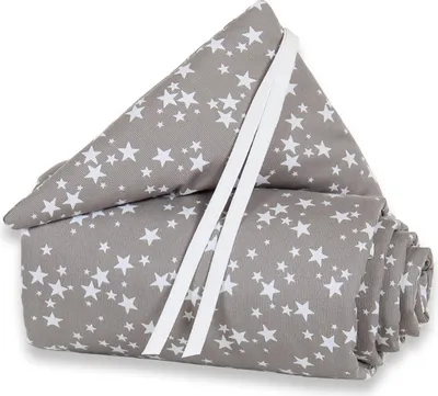 Produktbild von babybay Nestchen Piqué passend für Modell Maxi, Boxspring, Comfort und Comfort Plus, taupe Sterne weiß