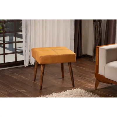 Image de Hanah Home, Urga - Mustard, Pouf, HOISON, Moutarde, 46 x 46 x 44 cm