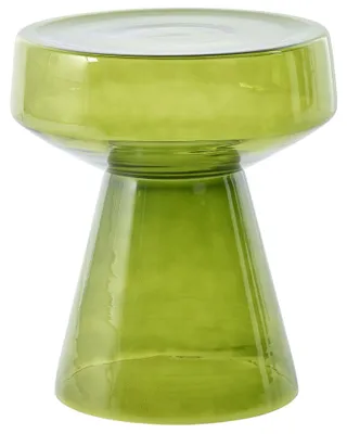 Obrázek produktu pro BELIANI Odkládací stolek zelený sklo průhledný 37 x 37 x 43 cm konzole kulatý designový tvar moderní styl obývací pokoj