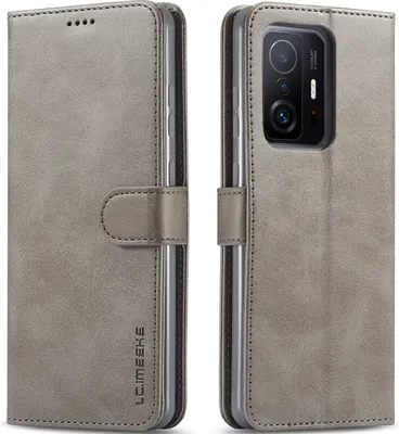 Image de Etui pour Xiaomi 11T / 11T Pro, étui en cuir avec fermeture magnétique et support, étui de protection Gris