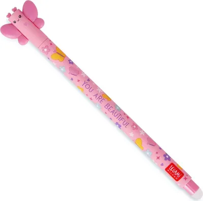 Produktbild von Legami - Radierbarer Gelschreiber, Kugel am Ende zum Entfernen von pinker Tinte, wärmeempfindlich, Durchmesser der Spitze 0,7 mm - Thema Butterfly