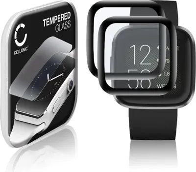 Image de 2x Protection d'écran en verre compatible avec FitBit Versa 2 / Versa 2 SE (3D Full Cover, résistance 9H, 0,33mm, Full Glue) - protège écran montre connectée sport gps fitness
