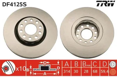 Produktbild von TRW Bremsscheiben (2 Stück) Vorderachse DF4125S
