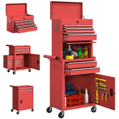 Produktbild von Werkzeugschrank rollbar, Stahl Werkstattwagen, Rot