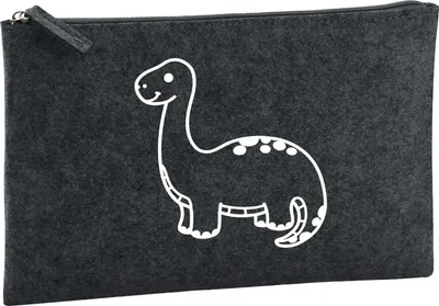 Produktbild von Huuraa Kulturbeutel Brontosaurus Dinosaurier 1 Liter Charcoal Filz Kosmetiktasche Geschenkidee
