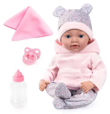 Zdjęcie produktu dla Lalka Reborn Baby z kocykiem, smoczkiem i butelką 38 cm