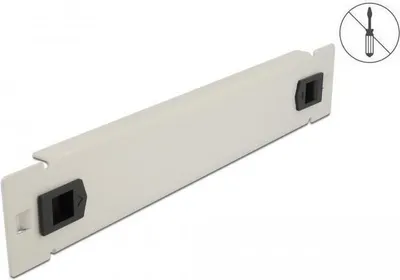 Produktbild von DeLOCK 10″ Netzwerkschrank Blindabdeckung werkzeugfrei 1 HE grau, Blindverschlussplatte, Metall, Grau