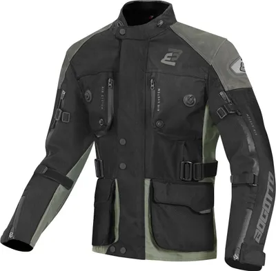Produktbild von Bogotto Explorer-Z wasserdichte Motorrad Leder- / Textiljacke, schwarz/grün, S