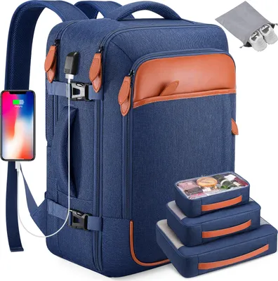 Produktbild von MODFU Laptoprucksack Laptop Rucksack 40LWasserbeständig Laptoptasche für 18 zoll Laptop mit USB-Anschluss, Anti-Diebstahl, Backpack mit Laptopfach,Blau