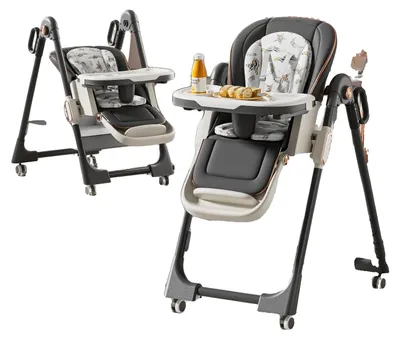 Productafbeelding van Hoogte verstelbare kinderstoel, met verstelbaar tafelblad, opvouwbaar design, model XCZY8122-TIEFGRAU