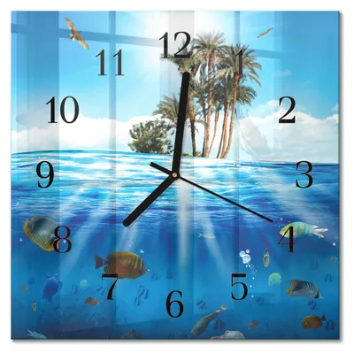 Produktbild von Tulup Glasuhr Wanduhr Küchenuhr Echt-Glas 30x30 cm Modern Dekorativ Geräuschlos Schwarzen Zeigern - Fischinsel