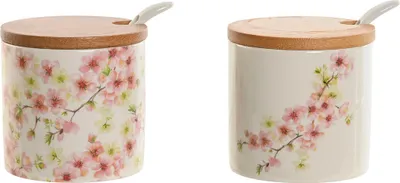 Produktbild von Zuckerdose Home ESPRIT Weiß Rosa Lila Bambus Dolomite 7,5 x 7,5 x 7,5 cm (2 Stück)