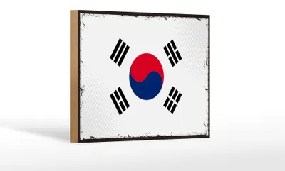 Produktbild von Holzschild Flagge Südkoreas 18x12cm Retro Flag South Korea Dekoration
