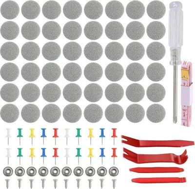 A collection of car headliner repair kit components laid out on a white background.