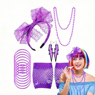 Immagine prodotto di Set di 7 accessori per costumi a tema feste degli anni '80