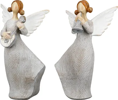 Produktbild von Gilde Figur, Engel, "Nancy", Poly, grau, L. 6 cm, B. 7.5 cm, H. 13 cm 55104 4063387551042 2 Stück (2-fach sortiert)