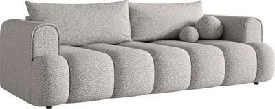 Produktbild von Selsey Dandelino - 3-Sitzer Sofa mit Schlaffunktion, Bettkasten, Boucle-Bezug, hellgrau