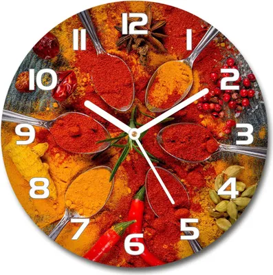 Produktbild von Wanduhr aus Glas 30fi Glasbild Glasuhr Gehärtetes Glas - weisse-zeiger - Spices