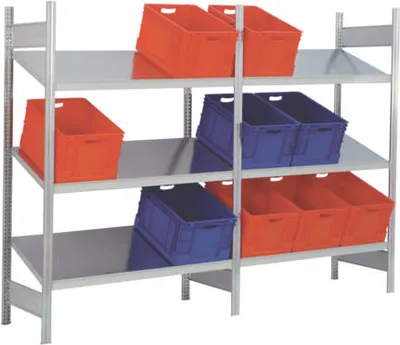 Produktbild von Schrägbodenregal - 150 kg - 3 Fachböden - 2.000 x 1.005 x 600 mm (HxBxT) - Grundregal - verzinkt - Steckregal BERT