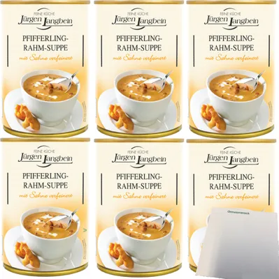 Produktbild von Jürgen Langbein Pfifferling-Rahm-Suppe mit Sahne verfeinert 6er Pack (6x400ml Dose) + usy Block