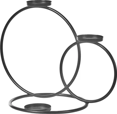Produktbild von BELIANI Kerzenständer Schwarz Metall 3-flammig Kreisform Ringform Modern Design Handgefertigt Tischdeko Accessoire Dekoartikel Deko Haushalt & Wohnen