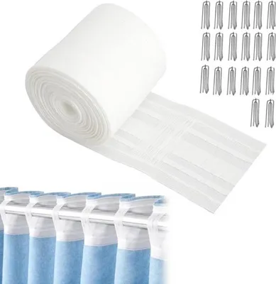 Faltband für Vorhänge, Set von 6 m + 3 m + 5 m, 8,5 cm breit, inklusive 20 Vorhanghaken für einfache Befestigung und