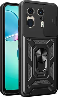 Image de Etui pour Motorola Edge 50 Ultra, étui en silicone avec anneau et protection de l'appareil photo, noir