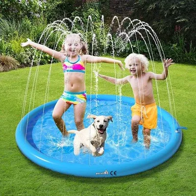 Obrázok produktu pre Kúpeľ pre psov – 130 x 130 x 10 cm – sprcha pre psov – bez BPA – podložka z PVC – protišmyková – nastaviteľná výška vody – modrá
