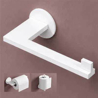 Produktbild von doporro Toilettenpapierhalter selbstklebend, Klopapierhalter aus Edelstahl ohne Bohren, Klorollenhalter für Badezimmer, Matt Weiß Lino-04
