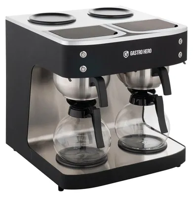 Produktbild von Filterkaffeemaschine ECO 2x 2 Liter schwarz inkl. 2 Glaskannen, 200 Tassen/Std., Professionelle Kaffeemaschine groß