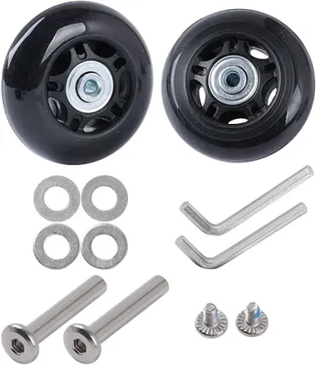 Produktbild von 2er-Set Kofferrollen-Ersatzreparaturset mit geräuscharmen Gummiachsen, Ersatzrollen für Gepäckzubehör Koffer (68 * 6 * 24 mm, Achsenlänge: 35 mm)