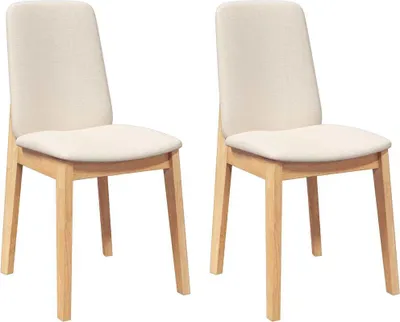 Image de vidaXL Chaises de salle à manger avec coussins 2 pcs. Bois massif d'hévéa