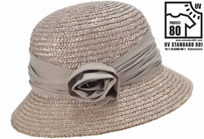 Seeberger eleganter Strohhut-Glocke mit Blume & UV-Schutz 80 in beige