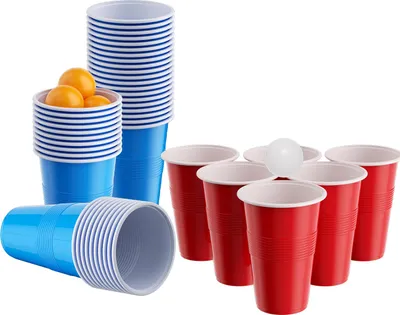 Immagine prodotto di Clanmacy set di tazze da beer pong gioco di bevute tazze da beer pong giochi di bevute tazze da beer pong con 50 tazze rosse + 50 tazze blu tazze da festa
