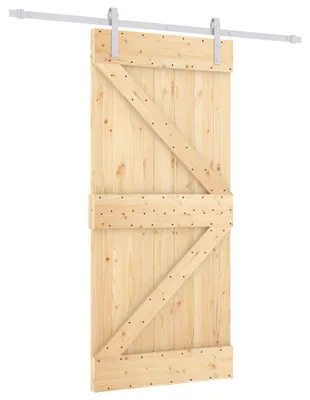 Image de Porte coulissante Naturel et Blanc 95 x 210 cm