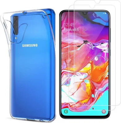 Produktbild von Hülle für Samsung Galaxy A70 mit 2 Displayschutzfolien aus Hartglas Phonillico®
